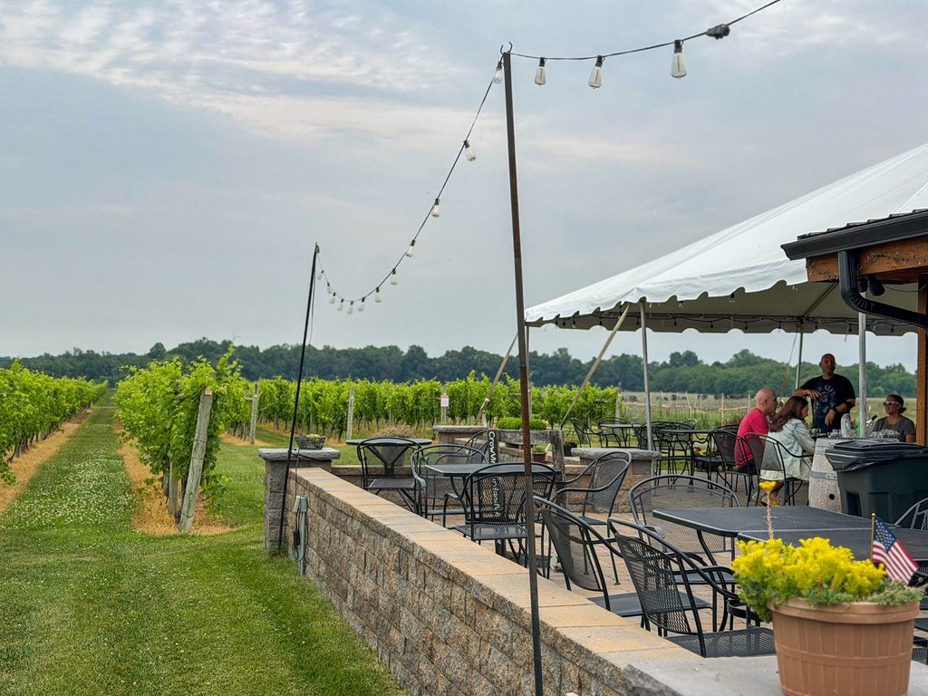 Outdoor paito at Crow Vineyard and Winery.